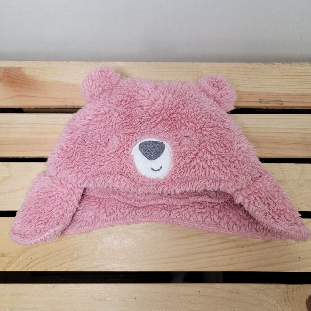 Just One You by Carter's Fleece Pink Bear Trapper Beanie - Size 3-6 M
